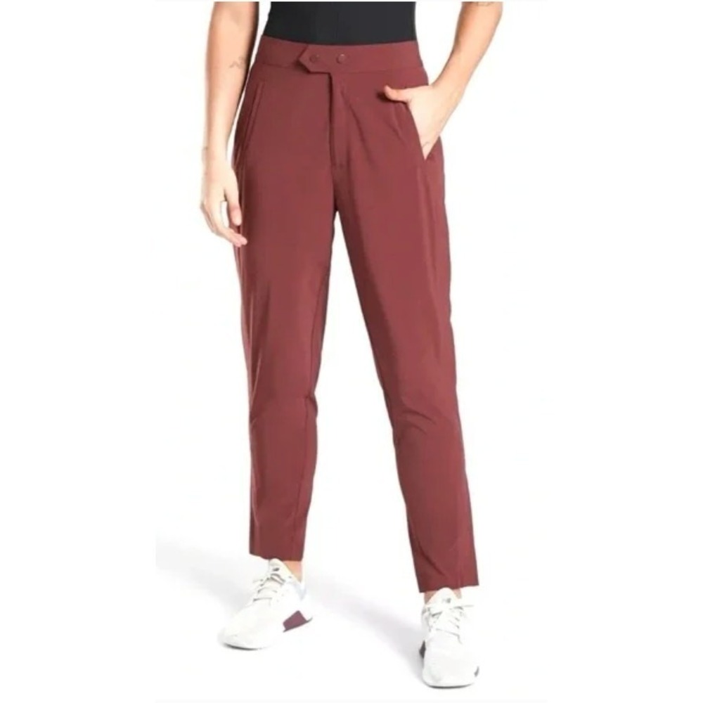 Athleta Uptown Ankle Pant Womens 10 Rust Tapered Stretch Travel Trousers